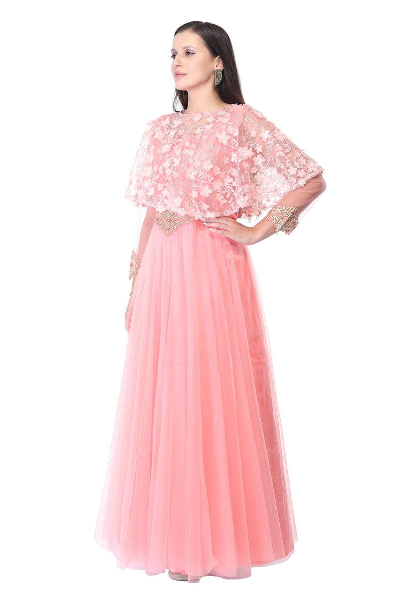Lace and Georgette off-shoulder Maxi ...